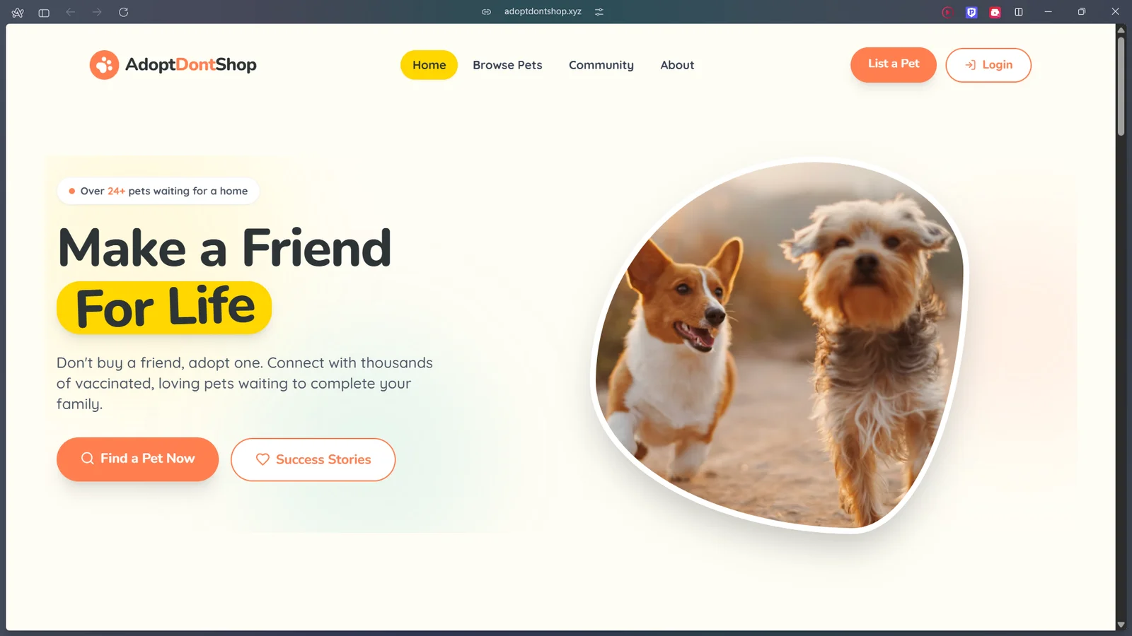 AdoptDontShop — A free open-source pet adoption platform built by Me : ) Launching Today!